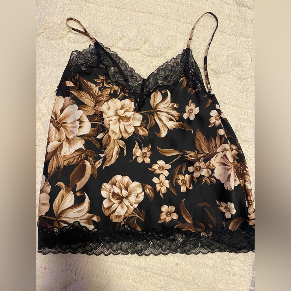 EXPRESS| lace floral camisole black and gold size M